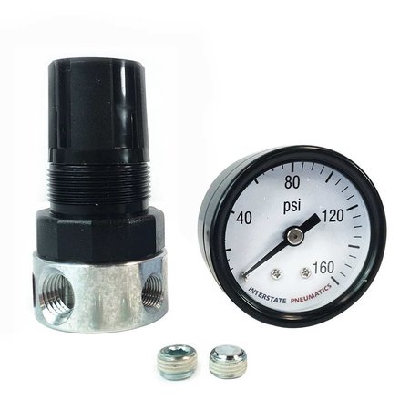 INTERSTATE PNEUMATICS 1/4 Inch Mini Zinc Regulator with Gauge W1130G-D